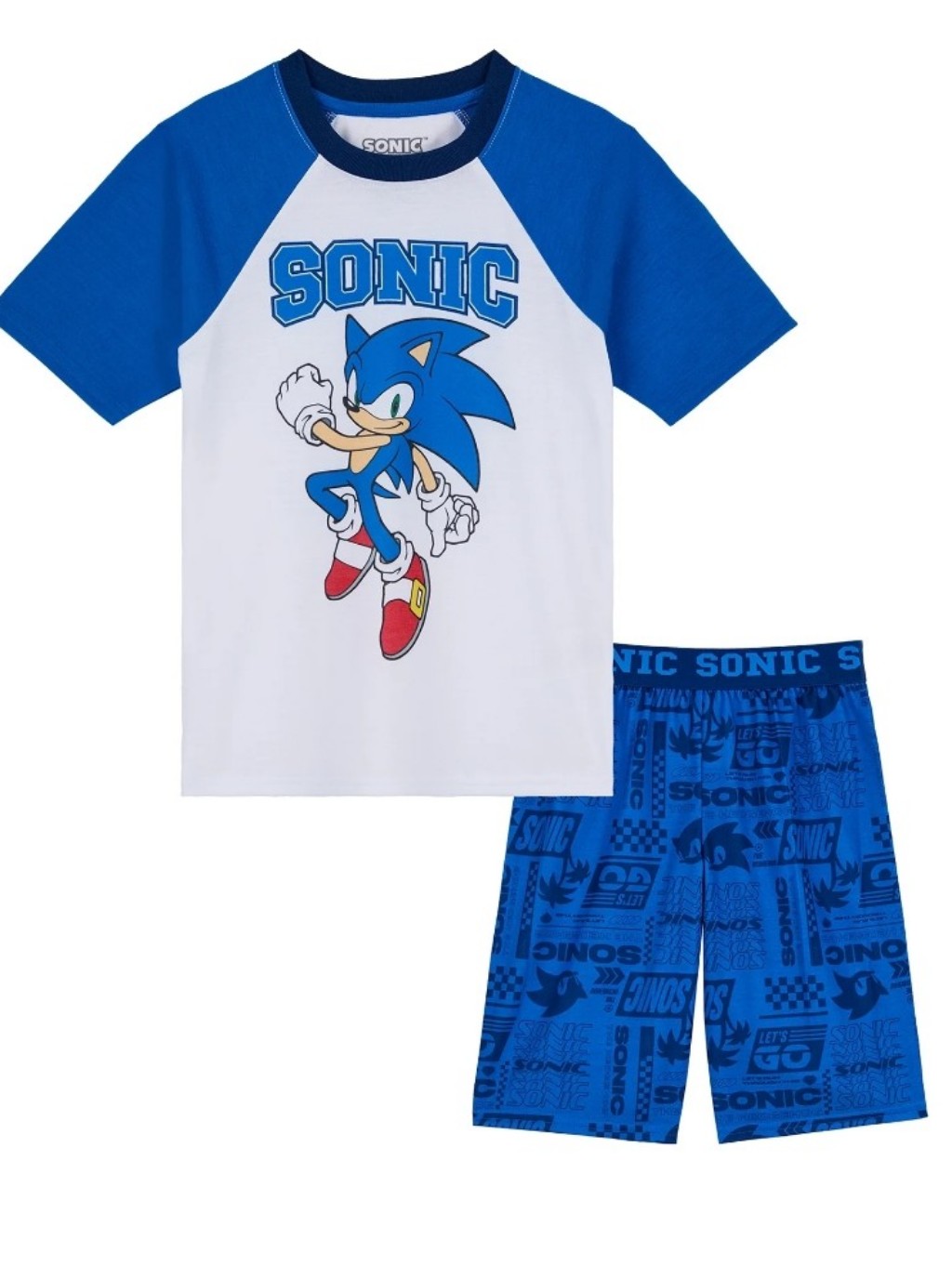 Sonic Boys Short Sleeve Sleep Top And Shorts Pajama Set, 2-Piece Size Xs,L